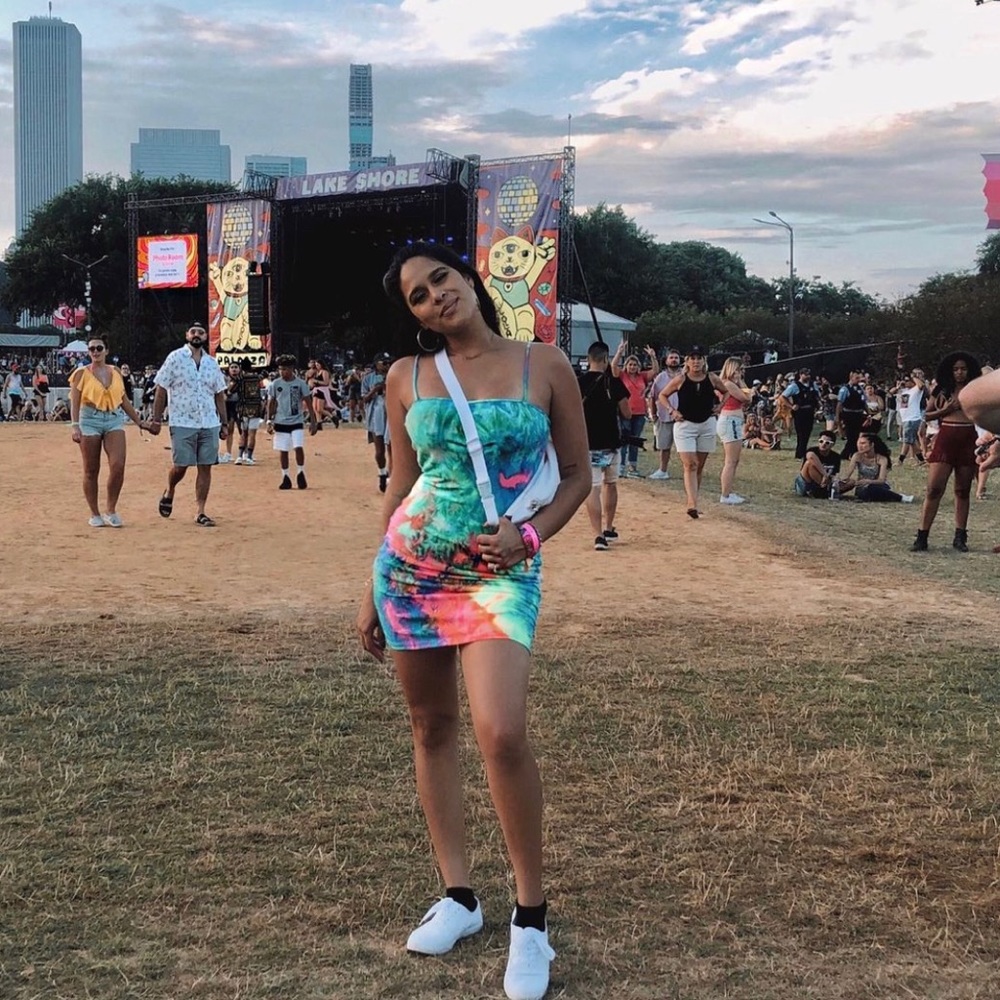 Rainbow tie die body con dress